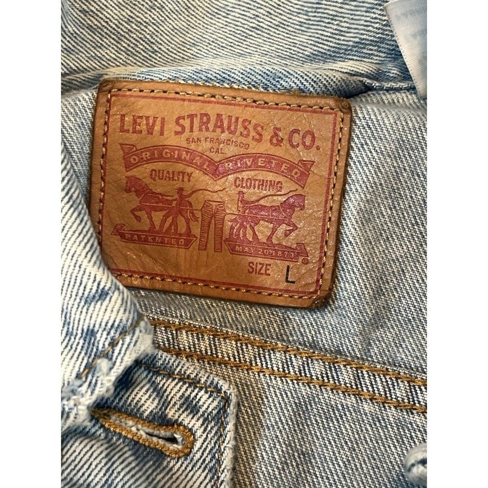 Levi's Jean Jacket Womens Size Large Custom Hand Painted Back - Picture 3 of 10
